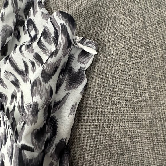 Sundown Mini Dress Lightweight Leopard Print Ruffled Slit V-Neck Spaghetti Strap - Picture 5 of 15